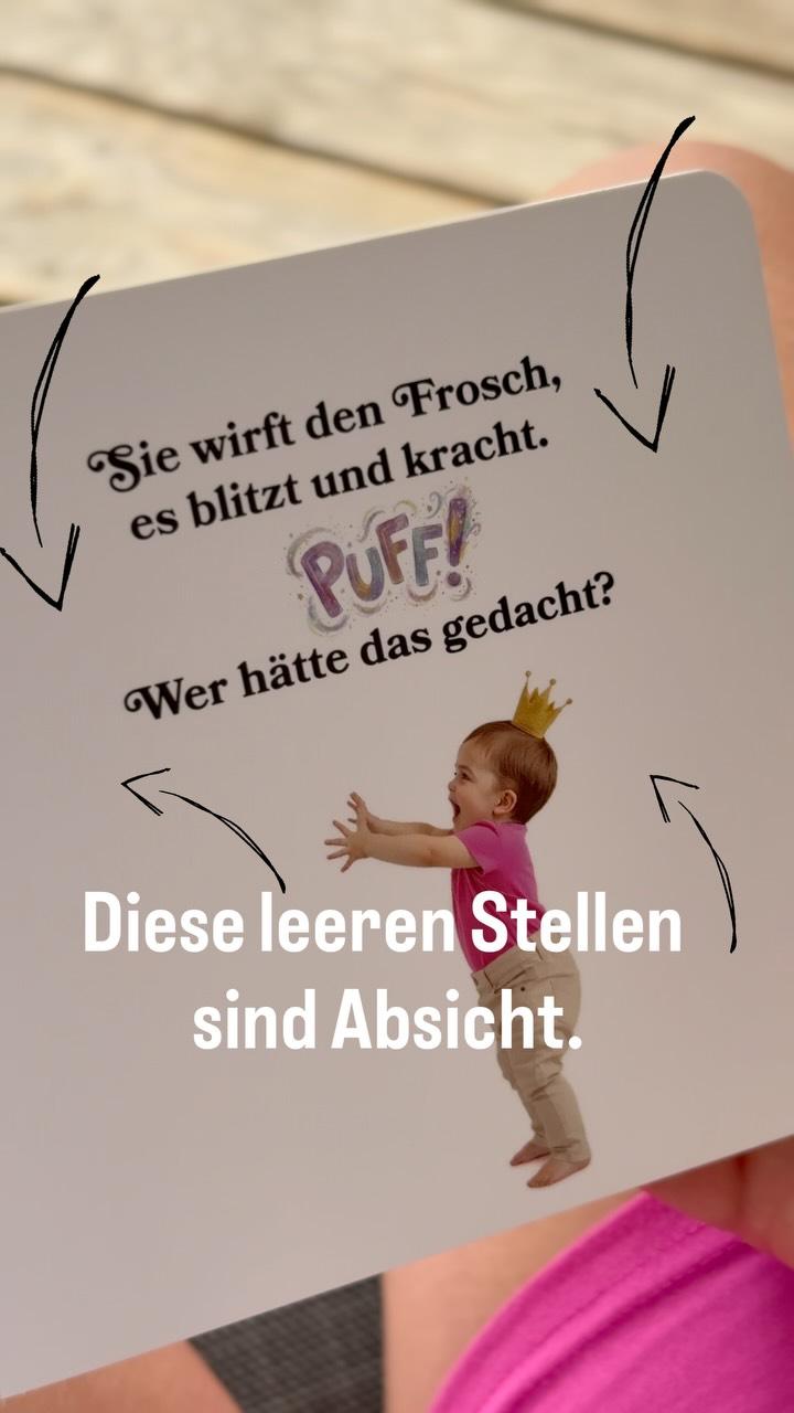 Instagram-Reel: Warum haben Babybücher oft so volle, bunte Seiten? Wir wollten beim Froschkönig bewusst das Gegenteil: wenige 