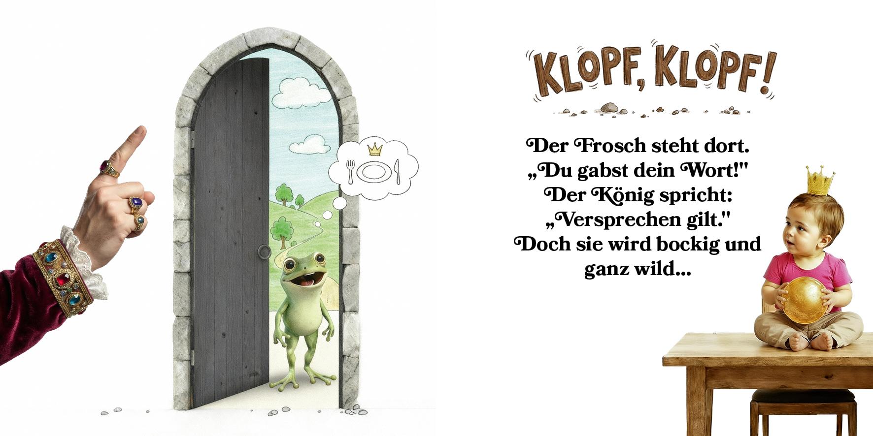 Doppelseite 5 und 6 aus Der Froschkönig mit Königskind und Frosch